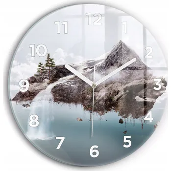 Hodiny Velké čtvercové nástěnné hodiny na zeď Létající ostrov a vodopád průměr 30 cm