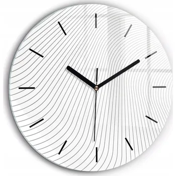 Hodiny Moderní skleněné nástěnné hodiny Linie abstrakce černé ručičky průměr 60 cm