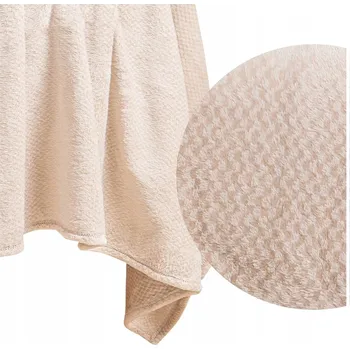 Prostěradlo Deka z Mikrovlákna Plyšová Jemná Mřížka Pled Willy 200x220 Béžová
