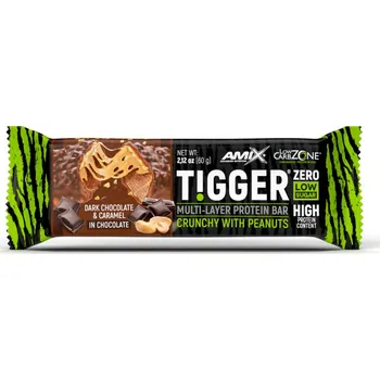 Amix Tigger Zero Protein Bar 60 g tmavá čokoláda-karamel