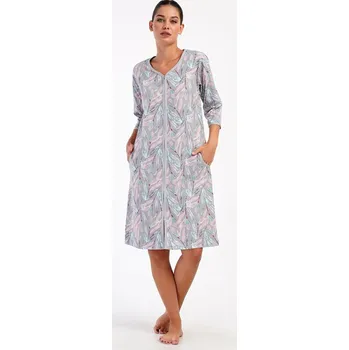 Dámské šaty Dámské domácí šaty s tříčtvrtečním rukávem Kika - šedá - 3XL