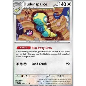 Karetní hra Pokémon PRE 080/131 Dudunsparce - Prismatic Evolutions Stav: Near Mint, Verze: POKÉBALL REVERSE HOLO