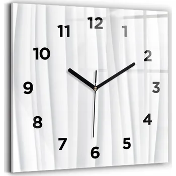 Hodiny Čtvercové Skleněné Nástěnné Hodiny do Obýváku s Grafikou Vlny Textura 30x30 cm