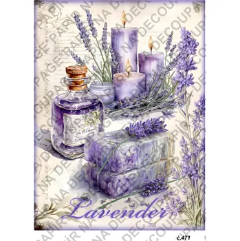 Umělecký papír Rýžový a soft papír na decoupage - Levandule vintage - KB0471 Materiál: Soft, Rozměr: A4