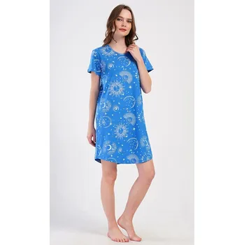 Dámské šaty Dámské domácí šaty s krátkým rukávem Měsíc - modrá - M