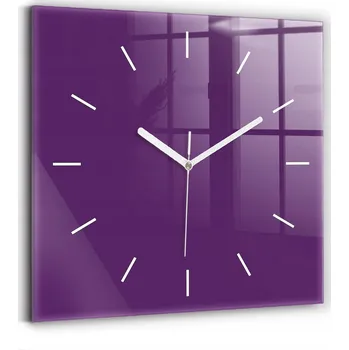 Hodiny Skleněné hodiny s potiskem Velké nástěnné hodiny s grafikou Tiché Barva fialová