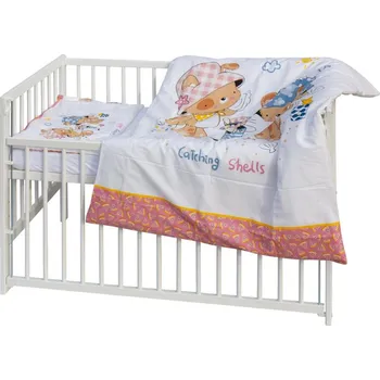 Dětská postýlka Postýlka se stahovacím bokem borovice bílá s výbavou - PALPY zvířátka v kloboucích - Scarlett