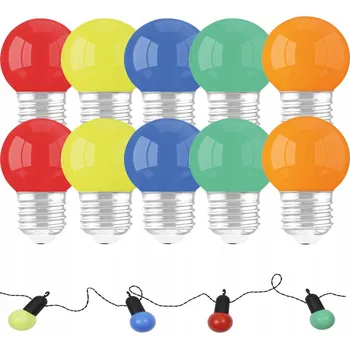 Žárovka 10 x BAREVNÁ ŽÁROVKA E27 DO GIRLANDY DEKORATIVNÍ SMĚS BAREV 1W LED