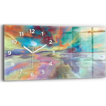 Hodiny Moderní skleněné nástěnné hodiny s potiskem 60x30 cm Abstraktní krajina