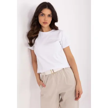 Bílé dámské bavlněné tričko s výšivkou na rukávech RV-TS-A518.55-white Velikost: S