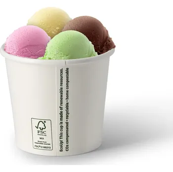 Jednorázové nádobí Papírové kelímky na zmrzlinu bílé na jedno použití bez příplatku eko 300 ml 50 ks