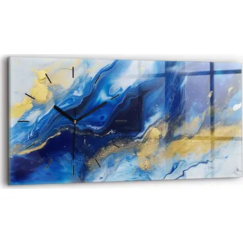 Hodiny Moderní skleněné nástěnné hodiny s potiskem 60 cm x 30 cm Modrý mramor
