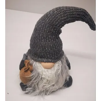 Vánoční dekorace ŠEDÝ VÁNOČNÍ SKŘÍTEK PLYŠOVÝ - FIGURKA - 30 CM