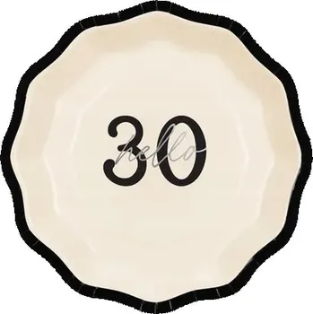 Talíř Talířky Party Deco Papírové talíře krémové s mašličkou Hello 30, 6 18 cm, 6 ks