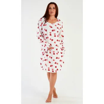 Dámské šaty Dámské domácí šaty s dlouhým rukávem Srdce - jahodová - 3XL