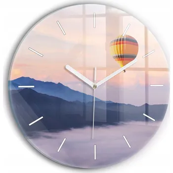 Hodiny Minimalistické Čtvercové Skleněné Hodiny Nástěnné Krásná Krajina fi30 cm
