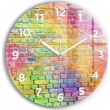 Hodiny Minimalistické skleněné nástěnné hodiny s motivem malované stěny fi30 cm