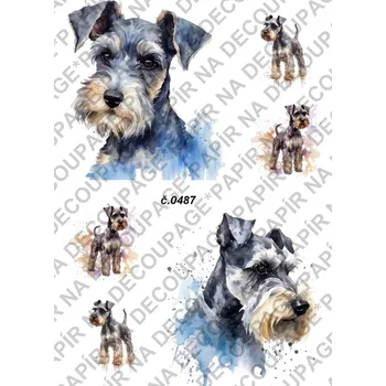 Umělecký papír Rýžový a soft papír na decoupage - Teriér - KB0487 Materiál: Soft, Rozměr: A4