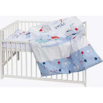 Dětská postýlka Postýlka se stahovacím bokem borovice bílá s výbavou - LUMPY zvířátka na moři - Scarlett