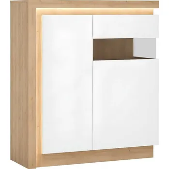 Komoda Komoda s vitrínou LEONARDO LYOV04P, dub riviera/bílá lesk