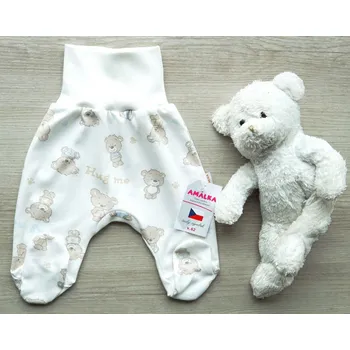 Dupačky AMÁLKA Bavlněné polodupačky smetanové, méďa Velikost: 74