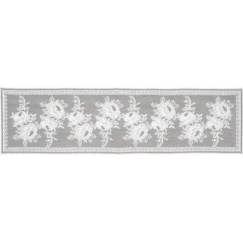 ubrus Žakárový běhoun s květinovým vzorem bílý obdélníkový 40x150 cm 25786