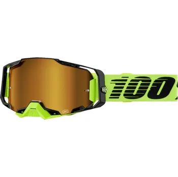 Motocyklové brýle Brýle 100% Armega Neon Yellow s zrcadlovým sklem
