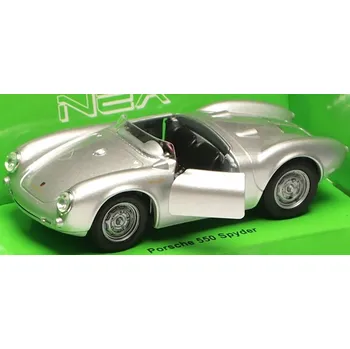 autíčko WELLY PORSCHE 550 SPYDER STŘÍBRNÝ 1:34 KOVOVÝ NOVÝ MODEL 43816