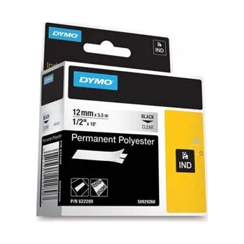 Pásek do tiskárny Dymo originální páska do tiskárny štítků, Dymo, 622289, černý tisk/průhledný podklad, 5.5m, 12mm, RHINO permanentní polyesterová D