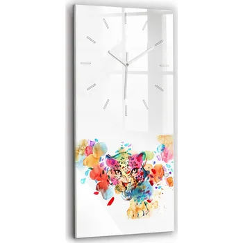 Hodiny Velké skleněné hodiny na zeď s grafikou Tichá abstrakce divoká kočka 30x60