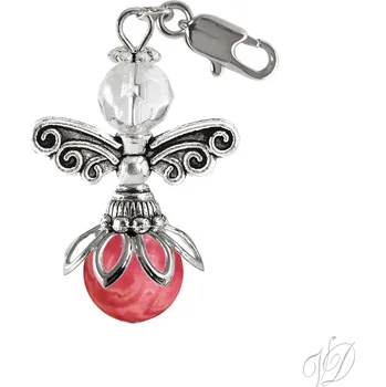 Přívěsek Anděl přívěsek s karabinkou - Rodochrozit (Přívěsek Andělíček s karabinkou - Andílek z korálků pro štěstí)