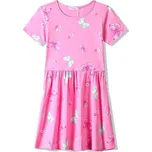DÍVČÍ ŠATY S MOTÝLKY SS3585 VELIKOSTI 98-128 Velikost: 98, Barva: Růžová