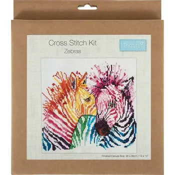 Vyšívací vzor Sada na vyšívání GCS121 Duhové zebry (Vyšívání Zebras)