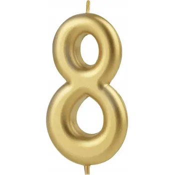 Dortová svíčka Svíčka na dort ČÍSLICE 8 zlatých PARTY CANDLES