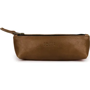 Obal na doklad Elegantní hnědé kožené pouzdro na tužky SOLIER SA51 VINTAGE BROWN GENUINE Velikost: ONE SIZE