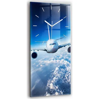 Hodiny Velké Tiché Skleněné Hodiny do Ložnice na Zeď Letadlo a Mraky