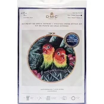 Vyšívací vzor Sada na vyšívání Papoušci (Embroidery Kit Love Birds)