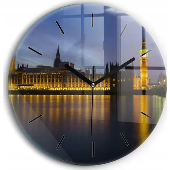 Hodiny Moderní skleněné hodiny s grafikou na zeď Palác Winchester Londýn průměr 30 cm