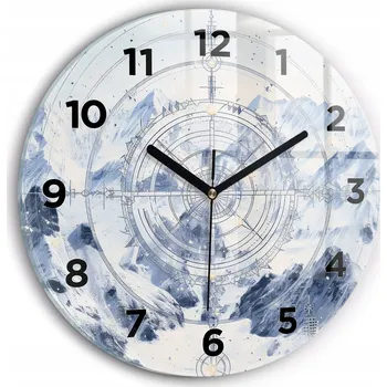 Hodiny Ozdobné nástěnné hodiny s krásnou grafikou Modré kresby kulatý průměr 30 cm