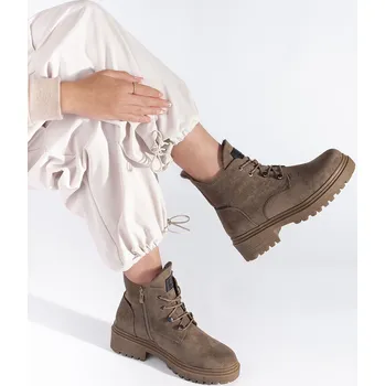 Dámská treková obuv Béžové dámské traperky Sergio Leone TR769KH Velikost: 37