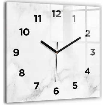 Hodiny Minimalistické Čtvercové Skleněné Hodiny Nástěnné Elegantní mramor 60x60 cm