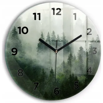 Hodiny Dekorativní nástěnné hodiny s krásnou grafikou Mlhavý les kulatý průměr 30 cm