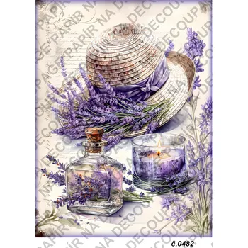 Umělecký papír Rýžový a soft papír na decoupage - Levandule vintage - KB0482 Materiál: Soft, Rozměr: A4