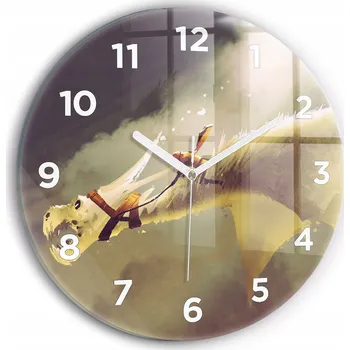 Hodiny Ozdobné nástěnné hodiny s krásnou grafikou Ilustrace Dračího jezdce průměr 30 cm