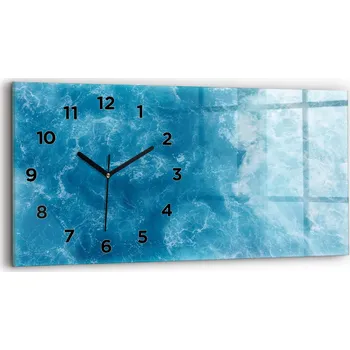Hodiny Skleněné nástěnné hodiny do moderního interiéru s motivem moře a vody, 60x30 cm