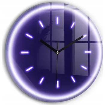 Obraz Tichá skleněná nástěnná hodina Neonové čárky černé ručičky kulatý průměr 30 cm