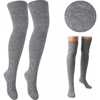 Dámské ponožky DÁMSKÉ VLNĚNÉ PODKOLENKY SILNÉ TEPLÉ VZOR COP VEL 38-40 ŠEDÉ
