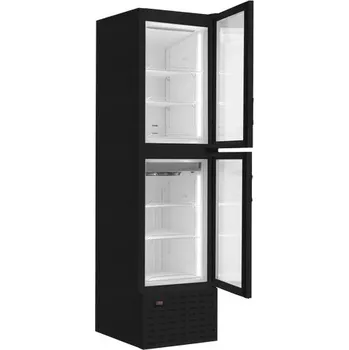 Chladnička / mraznička skleněnými dvířky DUO VDTT - Černá