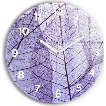 Hodiny Kulatý Skleněné Nástěnné Hodiny do Obýváku s Grafikou Listy – příroda průměr 30 cm