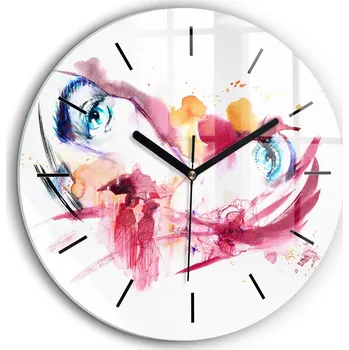 Hodiny Moderní skleněné nástěnné hodiny Romantický pár černé ručičky průměr 60 cm